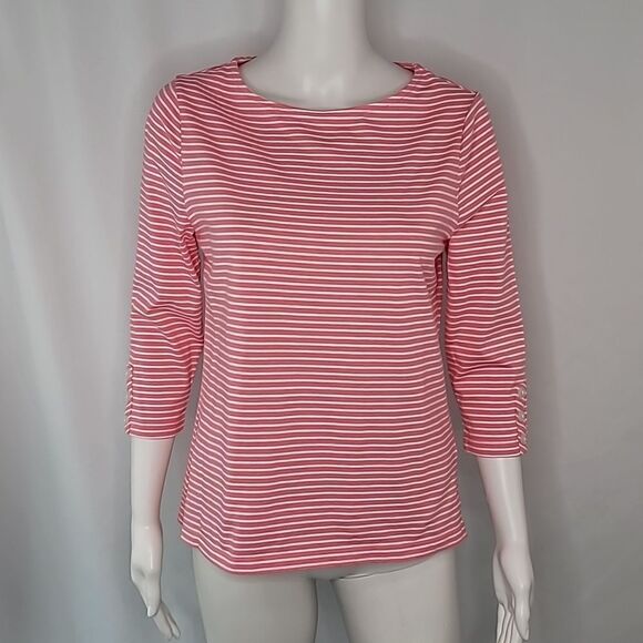Appleseed's Pink & White Striped Bateau-Neck Top - Picture 1 of 9
